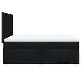 Box Spring Bed with Mattress Black Double Fabric - Low Angle