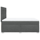 Box Spring Bed with Mattress Dark Grey Double Fabric