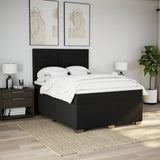 Box Spring Bed with Mattress Black Double Fabric - Side View