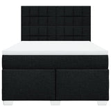 Box Spring Bed with Mattress Black Double Fabric - Top-Down View