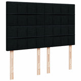 Box Spring Bed with Mattress Black Double Fabric - Close-Up Angle