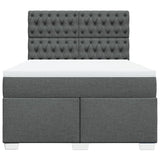 Box Spring Bed with Mattress Dark Grey Double Fabric - Top-Down View