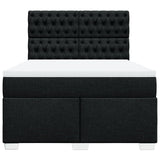 Box Spring Bed with Mattress Black Double Fabric - Top-Down View