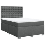 Box Spring Bed with Mattress Dark Grey Double Fabric - Front View