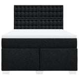 Box Spring Bed with Mattress Black Double Fabric - Top-Down View
