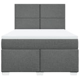 Box Spring Bed with Mattress Dark Grey Queen Fabric - Rear View