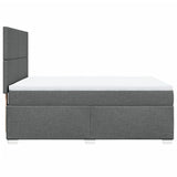 Box Spring Bed with Mattress Dark Grey Queen Fabric - Close-Up Angle