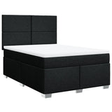 Box Spring Bed with Mattress Black Queen Fabric - Side View