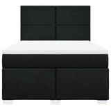 Box Spring Bed with Mattress Black Queen Fabric - Rear View