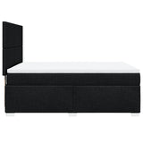 Box Spring Bed with Mattress Black Queen Fabric - Close-Up Angle