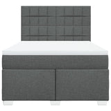Box Spring Bed with Mattress Dark Grey Queen Fabric - Top-Down View