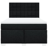 Box Spring Bed with Mattress Black Queen Fabric - Top-Down View