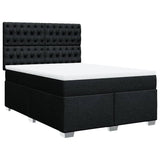 Box Spring Bed with Mattress Black Queen Fabric - Front View