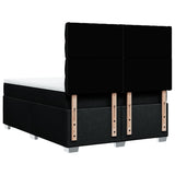 Box Spring Bed with Mattress Black Queen Fabric - Rear View