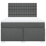 Box Spring Bed with Mattress Dark Grey Queen Fabric - Top-Down View
