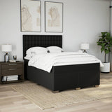 Box Spring Bed with Mattress Black Queen Fabric - Side View