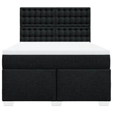Box Spring Bed with Mattress Black Queen Fabric - Top-Down View