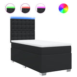 Box Spring Bed with Mattress Black King Single Faux Leather - Front View