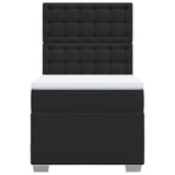 Box Spring Bed with Mattress Black King Single Faux Leather