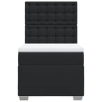 Box Spring Bed with Mattress Black King Single Faux Leather