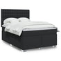 Box Spring Bed with Mattress Black Queen Faux Leather