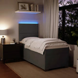 Box Spring Bed with Mattress Dark Grey King Single Velvet - Top-Down View