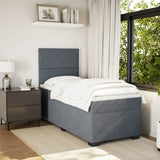 Box Spring Bed with Mattress Dark Grey King Single Velvet - 45-Degree Angle