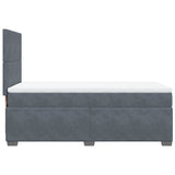 Box Spring Bed with Mattress Dark Grey King Single Velvet