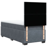 Box Spring Bed with Mattress Dark Grey King Single Velvet - Low Angle