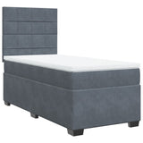 Box Spring Bed with Mattress Dark Grey King Single Velvet - Side View