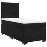 Box Spring Bed with Mattress Black King Single Velvet - Side View