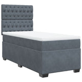 Box Spring Bed with Mattress Dark Grey King Single Velvet - Side View