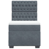 Box Spring Bed with Mattress Dark Grey King Single Velvet