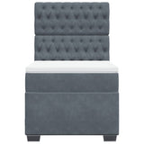 Box Spring Bed with Mattress Dark Grey King Single Velvet - Rear View