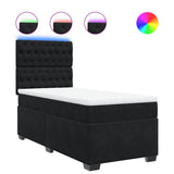 Box Spring Bed with Mattress Black King Single Velvet - Front View