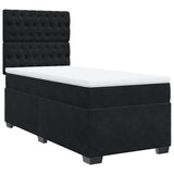 Box Spring Bed with Mattress Black King Single Velvet - Side View