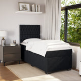 Box Spring Bed with Mattress Black King Single Velvet - 45-Degree Angle