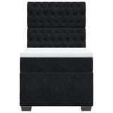 Box Spring Bed with Mattress Black King Single Velvet