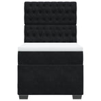 Box Spring Bed with Mattress Black King Single Velvet