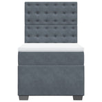 Box Spring Bed with Mattress Dark Grey King Single Velvet