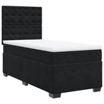 Box Spring Bed with Mattress Black King Single Velvet