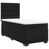 Box Spring Bed with Mattress Black King Single Velvet - Side View