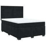 Box Spring Bed with Mattress Black Double Velvet - Side View