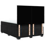 Box Spring Bed with Mattress Black Double Velvet - Low Angle