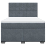 Box Spring Bed with Mattress Dark Grey Double Velvet