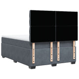 Box Spring Bed with Mattress Dark Grey Double Velvet - Low Angle