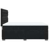 Box Spring Bed with Mattress Black Double Velvet - Close-Up Angle