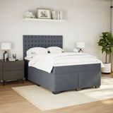 Box Spring Bed with Mattress Dark Grey Double Velvet - 45-Degree Angle