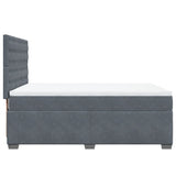 Box Spring Bed with Mattress Dark Grey Double Velvet - Close-Up Angle