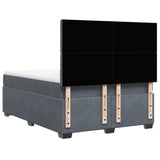 Box Spring Bed with Mattress Dark Grey Double Velvet - Low Angle